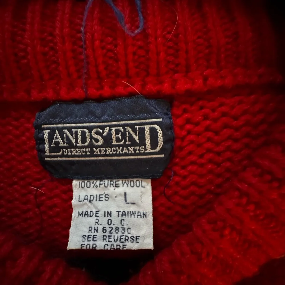 Vintage Lands End Wool Sweater in Red Stripe - Picture 2 of 3